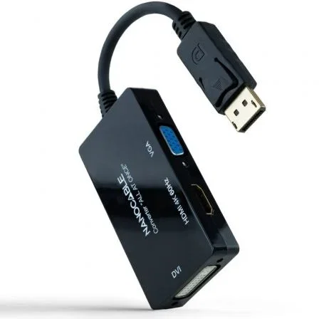 Nanocable Conversor DisplayPort a HDMI/DVI/VGA 20 cm Negro Nanocable Conversor DisplayPort a HDMI/DVI/VGA 20 cm Negro